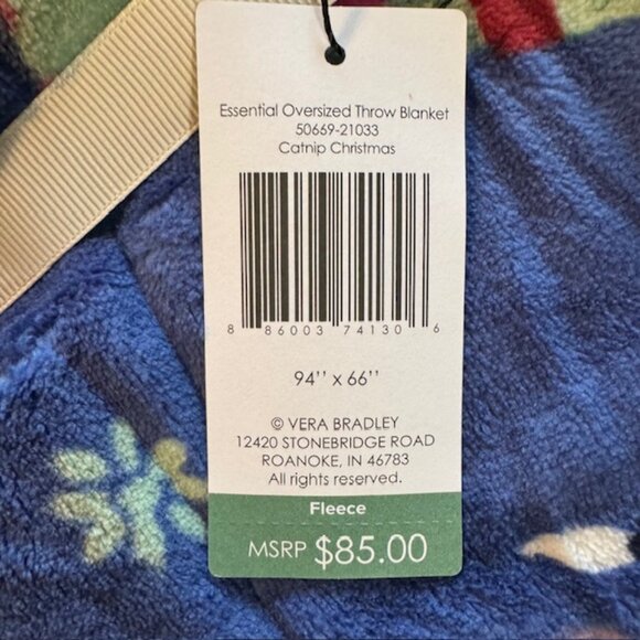NWT Vera Bradley CATNIP CHRISTMAS Oversized Cat Throw Blanket - Picture 4 of 5